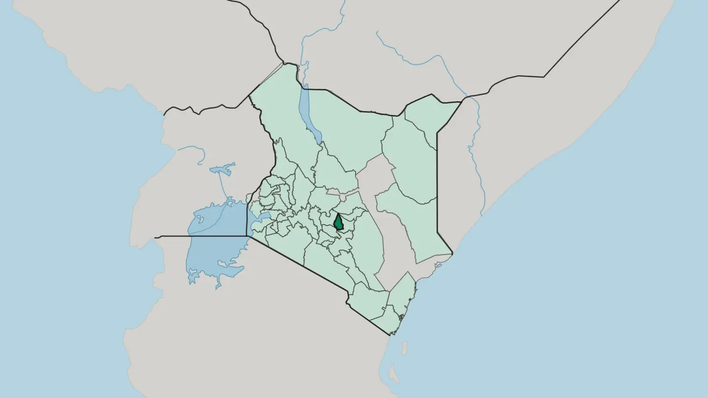 Map of Kirinyaga in Kenya