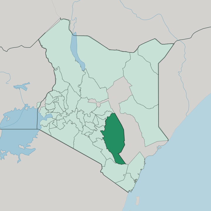 Map showing Kitui — In Kenya