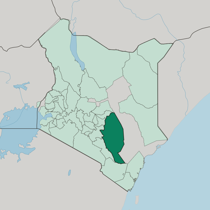 Map showing Kitui — In Kenya