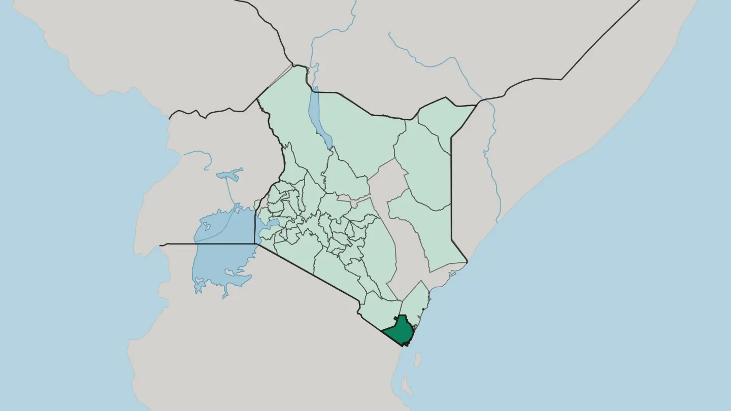 Map of Kwale in Kenya