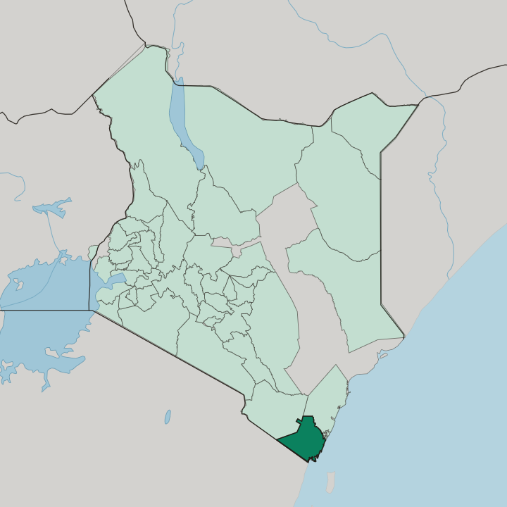Map showing Kwale — In Kenya