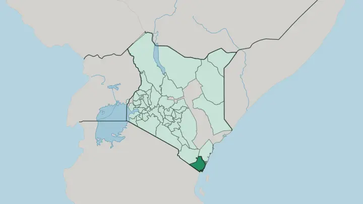 Map of Kwale in Kenya