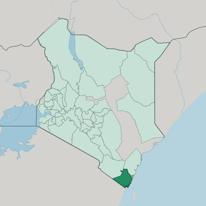 Map showing Kwale — In Kenya