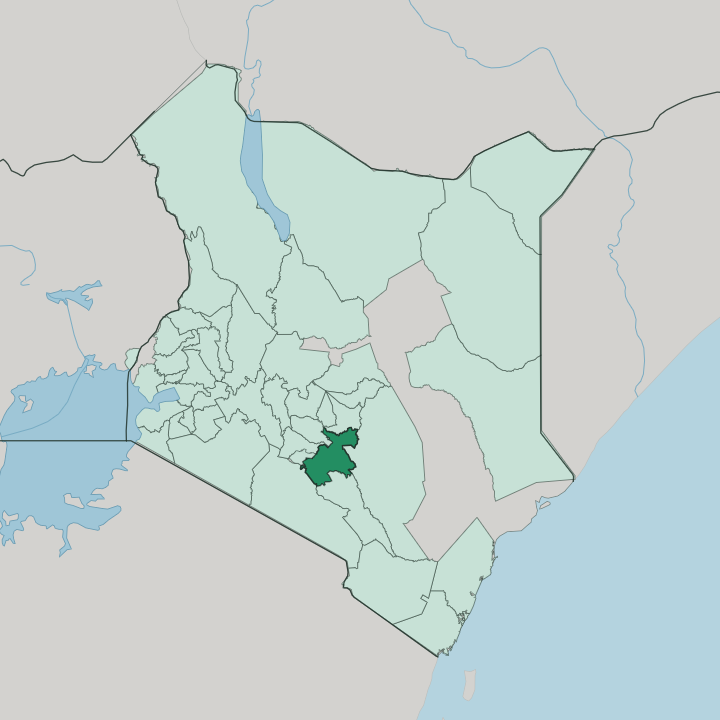 Map showing Machakos — In Kenya