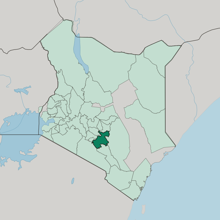 Map showing Machakos — In Kenya