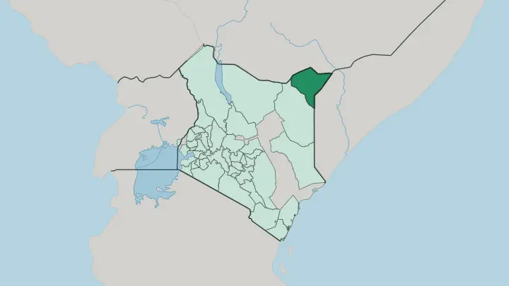 Map of Mandera in Kenya