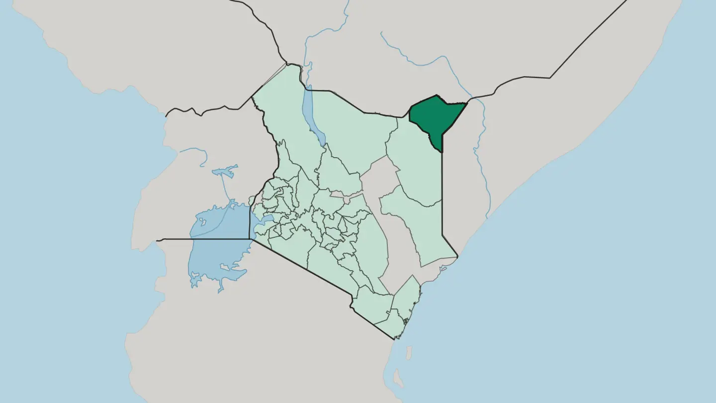 Map of Mandera in Kenya