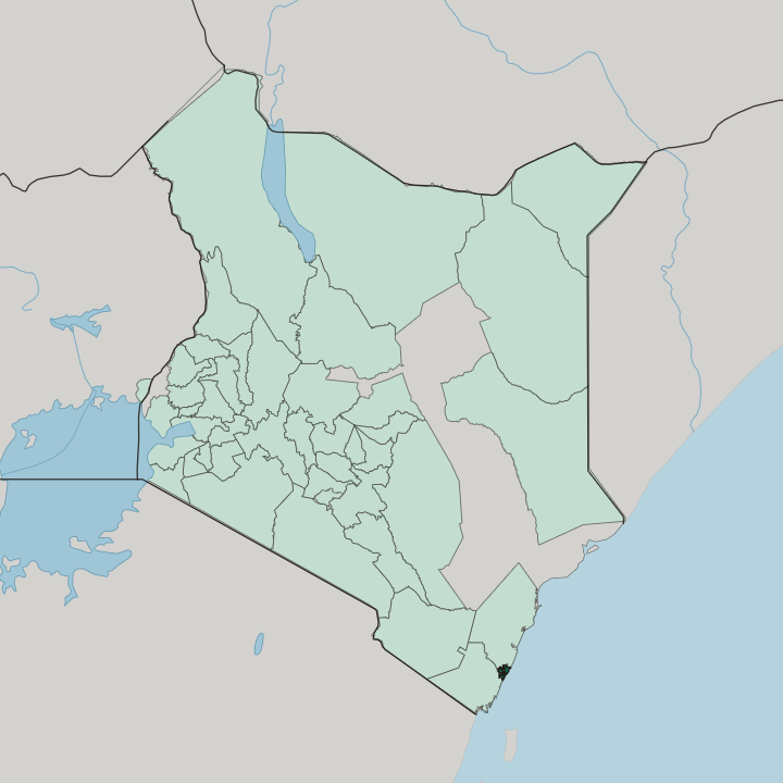 Map showing Mombasa — In Kenya