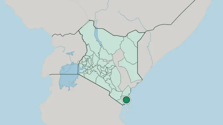 Map of Mombasa in Kenya