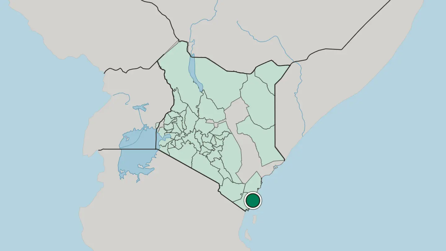 Map of Mombasa in Kenya