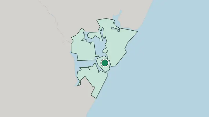 Map of Mombasa in Kenya