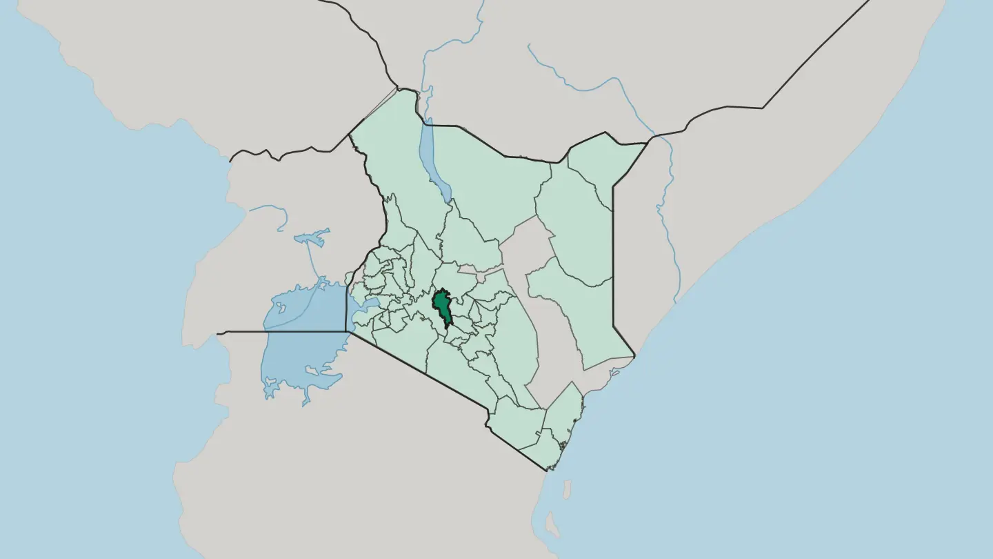 Map of Nyandarua in Kenya