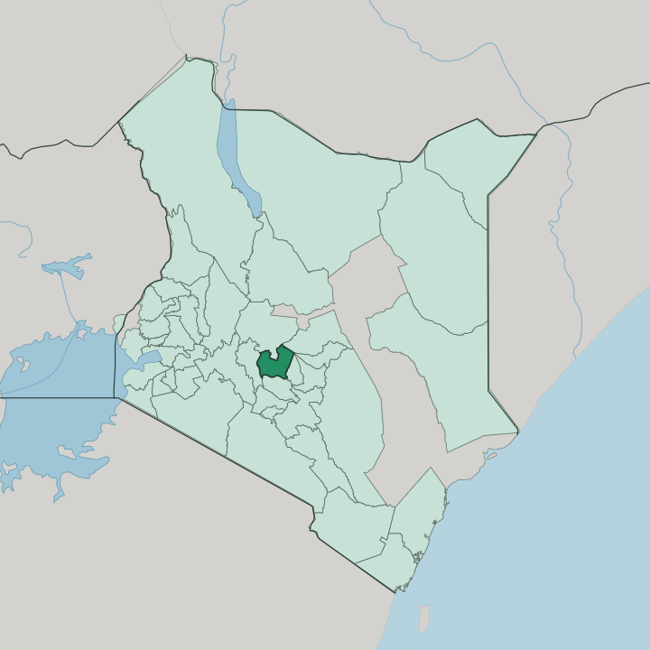 Map showing Nyeri — In Kenya