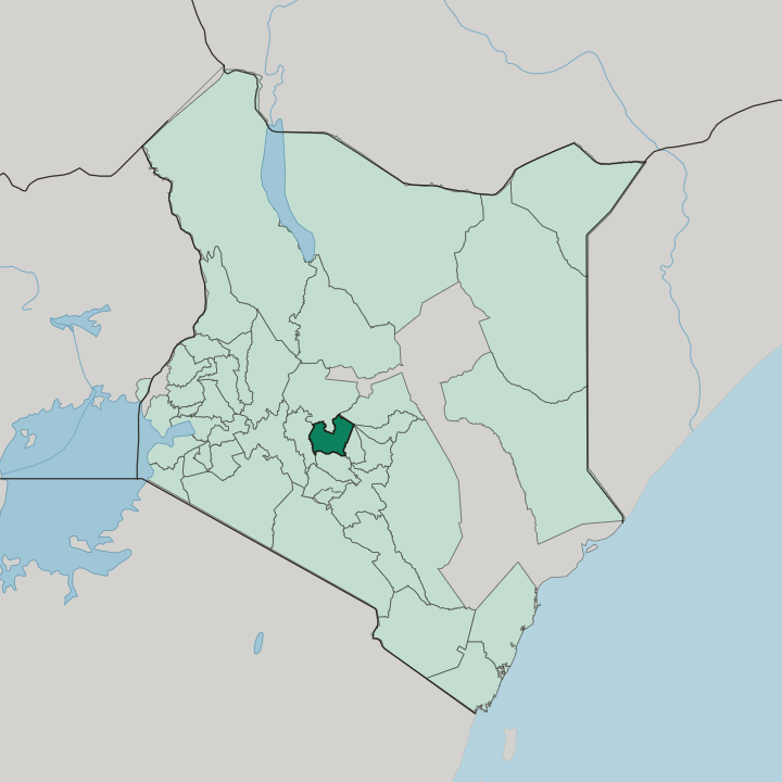 Map showing Nyeri — In Kenya
