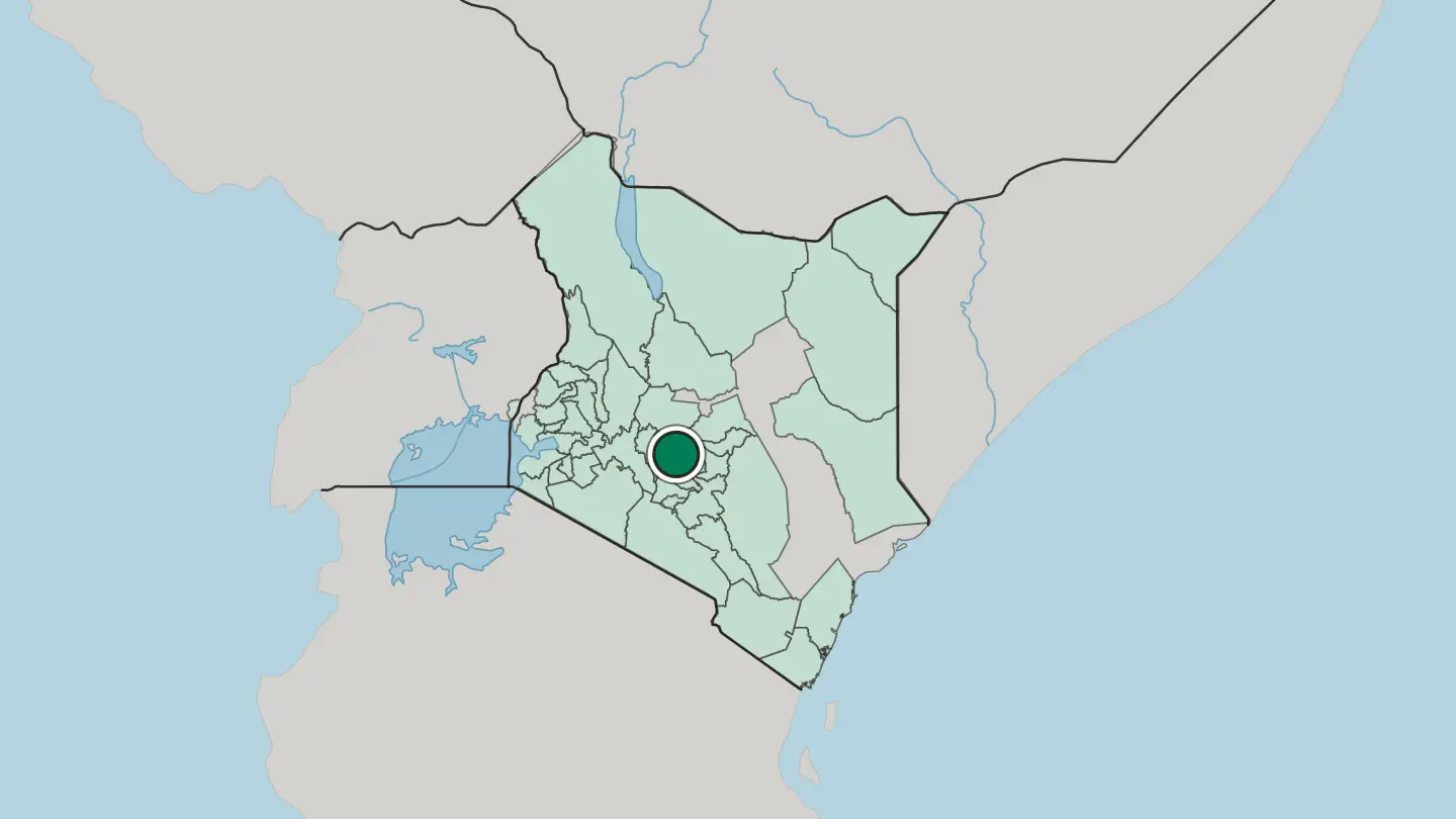 Map of Nyeri in Kenya
