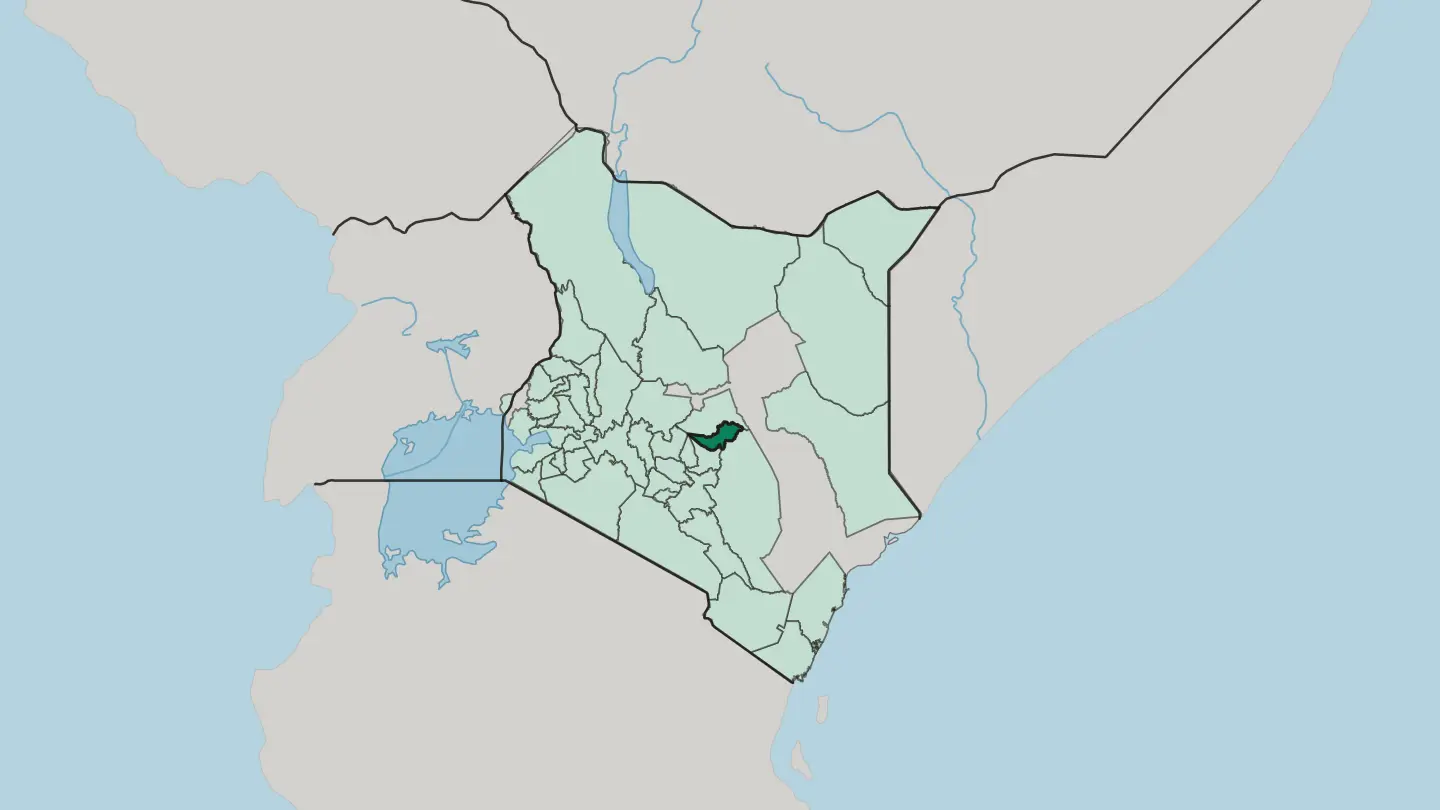 Map of Tharaka - Nithi in Kenya