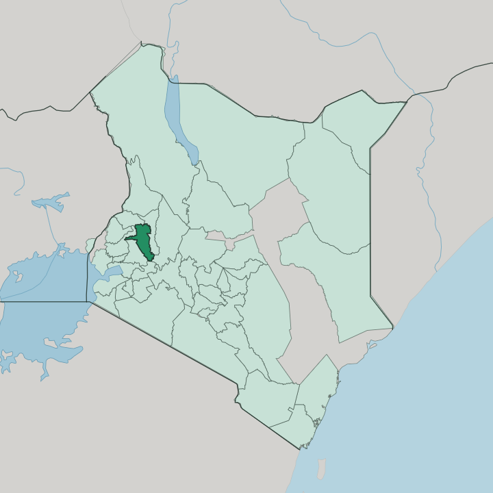 Map showing Uasin Gishu — In Kenya