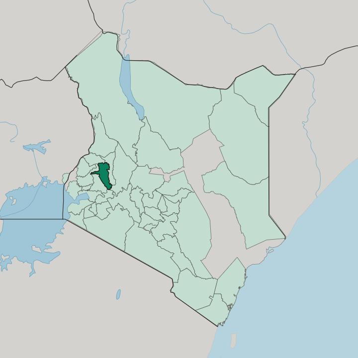 Map showing Uasin Gishu — In Kenya
