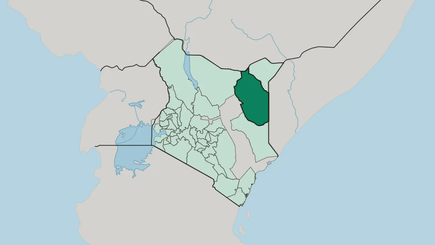 Map of Wajir in Kenya