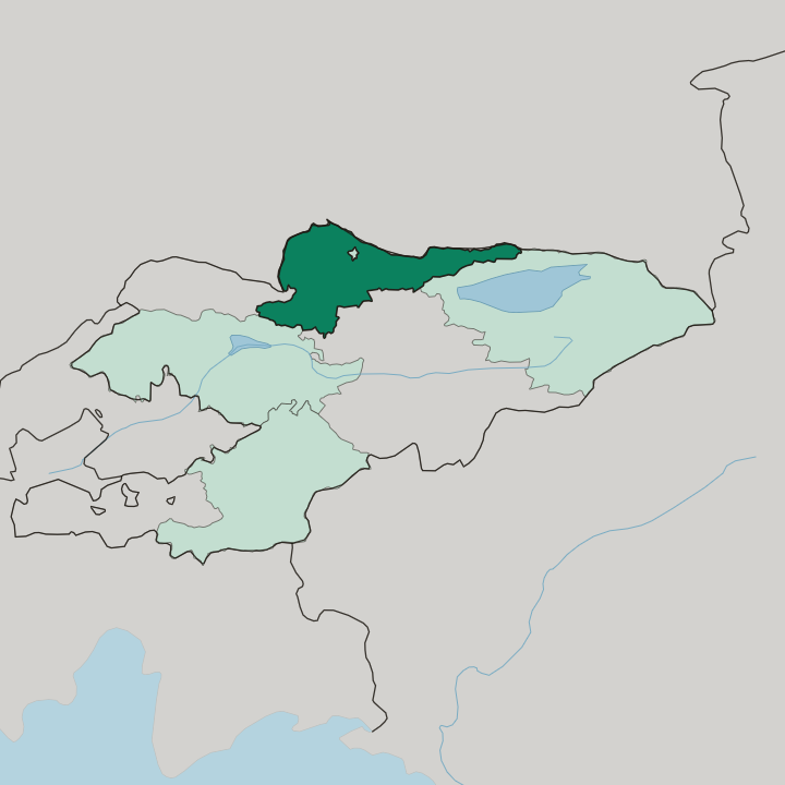 Map showing Chuyskaya Oblast’ — In Kyrgyzstan