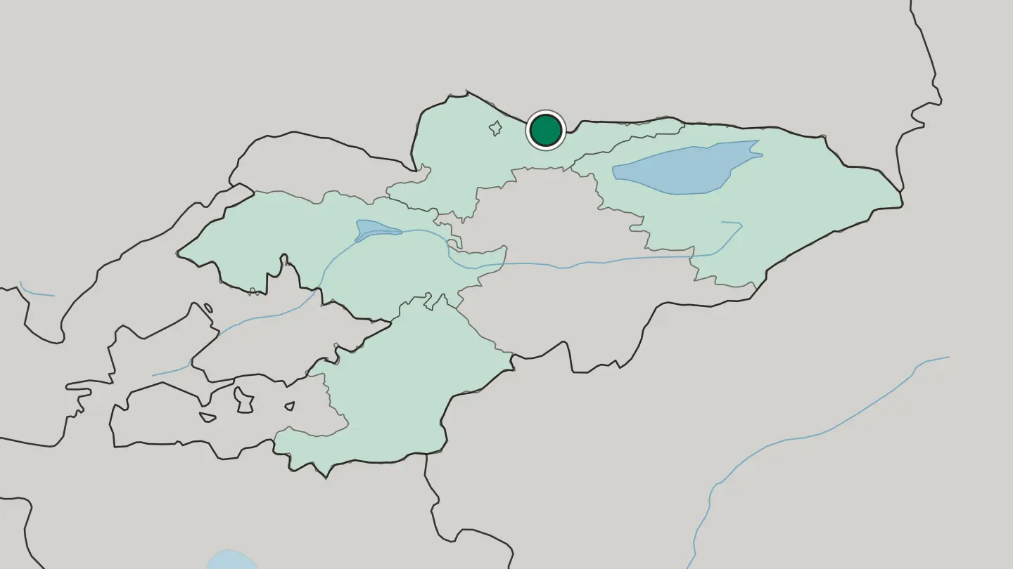 Map of Tokmok in Kyrgyzstan