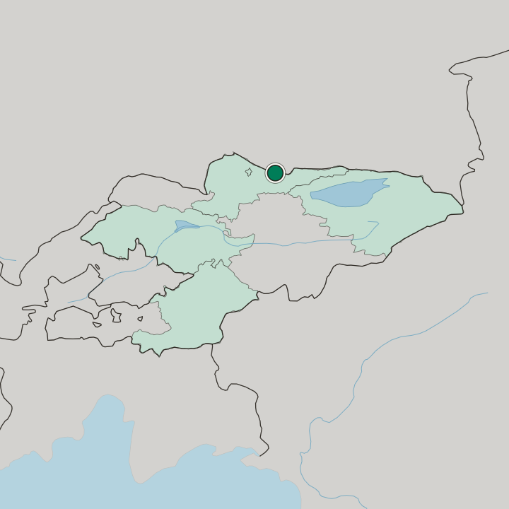 Map showing Tokmok — In Kyrgyzstan