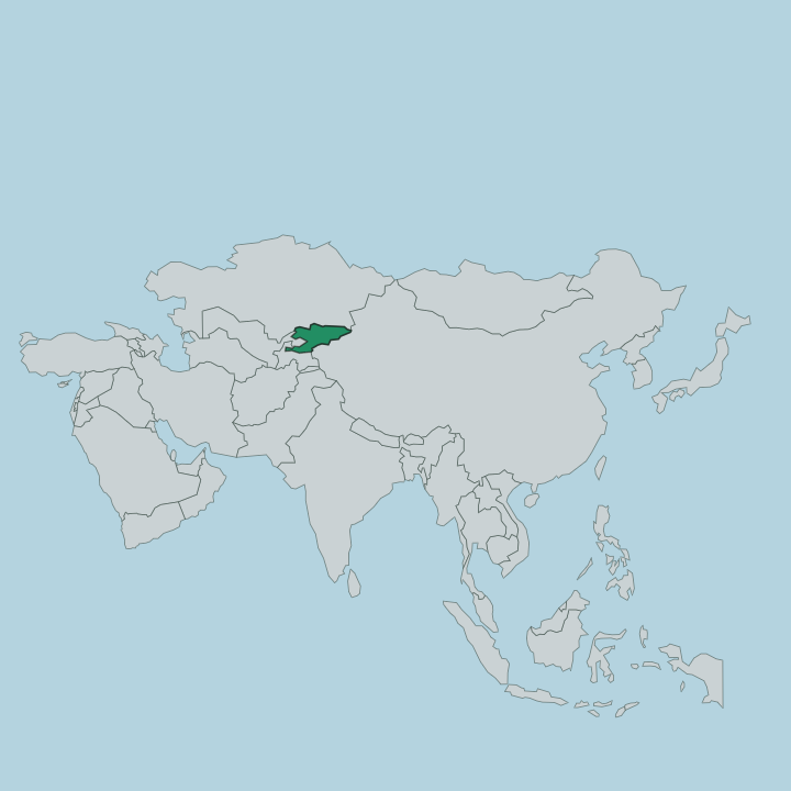 Map showing Kyrgyzstan — In Asia