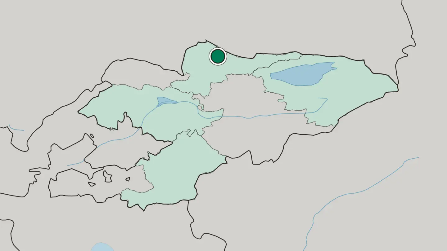 Map of Bishkek in Kyrgyzstan