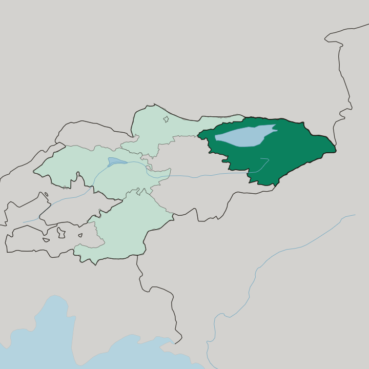 Map showing Issyk-Kul Region — In Kyrgyzstan