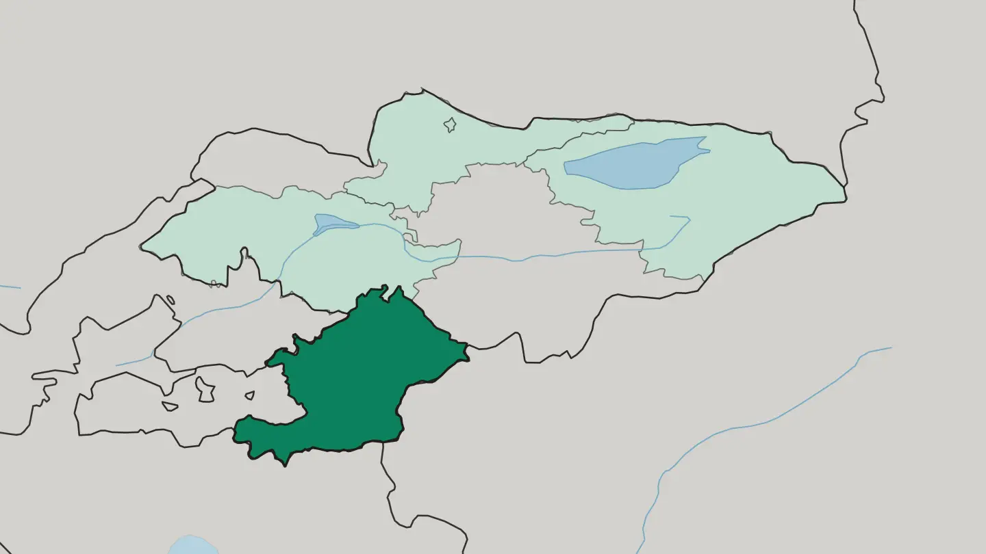 Map of Osh Oblasty in Kyrgyzstan