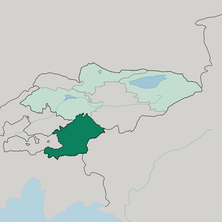 Map showing Osh Oblasty — In Kyrgyzstan