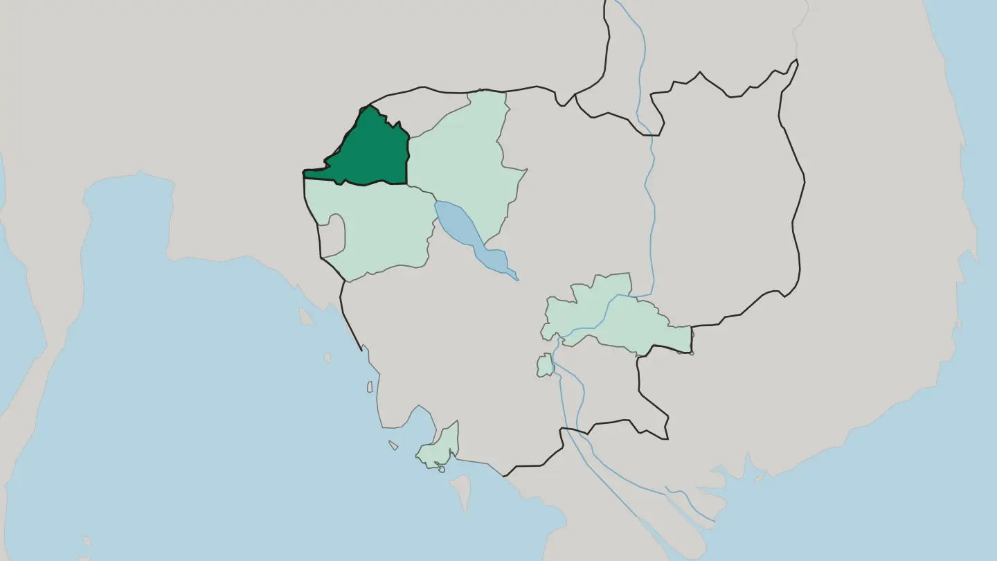 Map of Banteay Meanchey in Cambodia