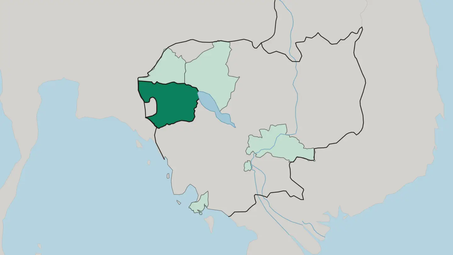 Map of Battambang in Cambodia