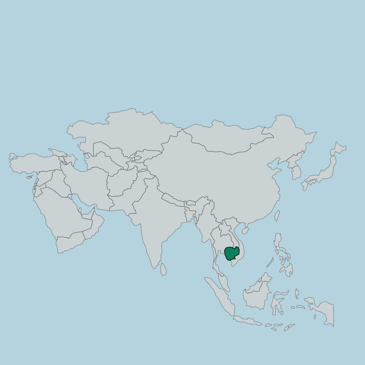 Map showing Cambodia — In Asia