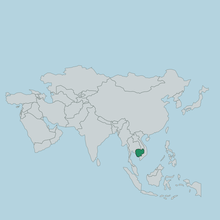 Map showing Cambodia — In Asia