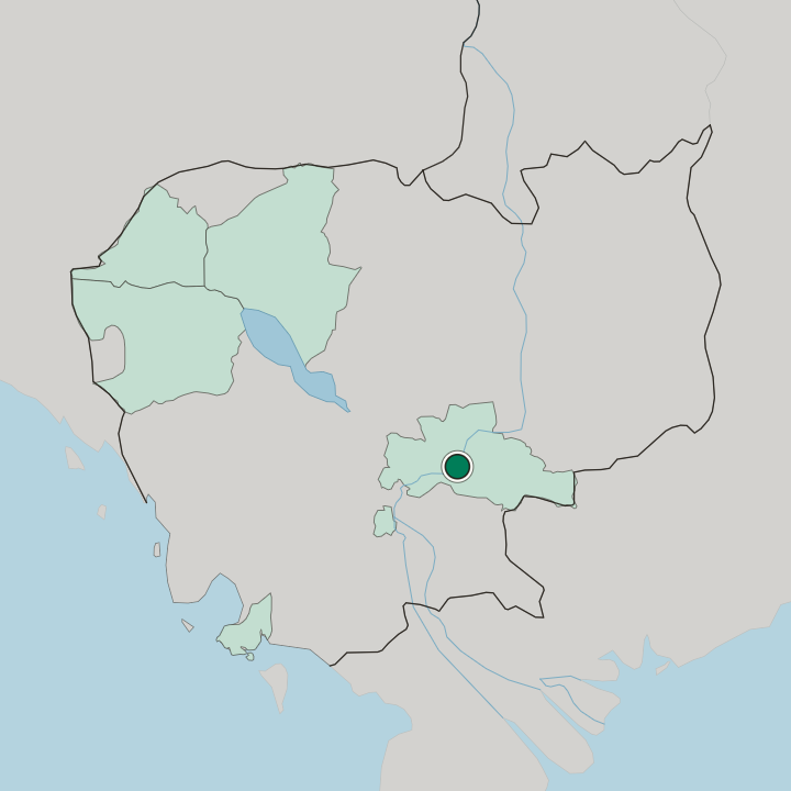 Map showing Kampong Cham — In Cambodia