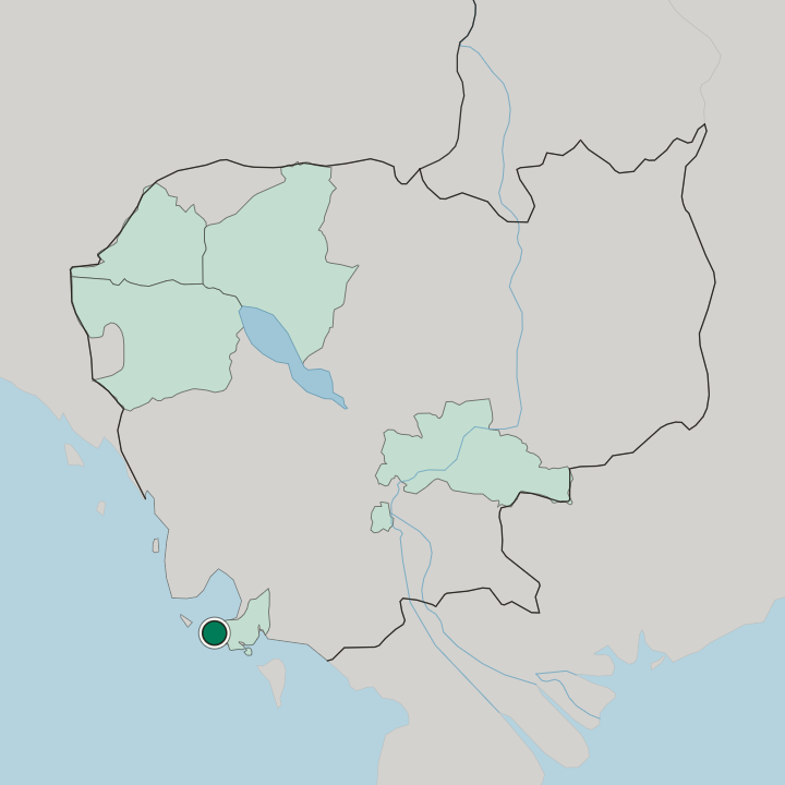 Map showing Sihanoukville — In Cambodia