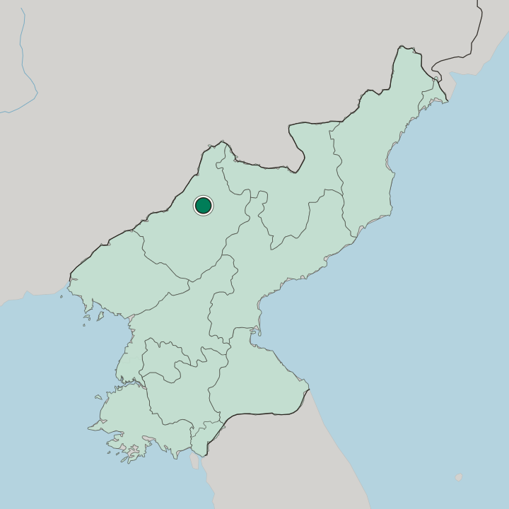 Map showing Kanggye — In North Korea