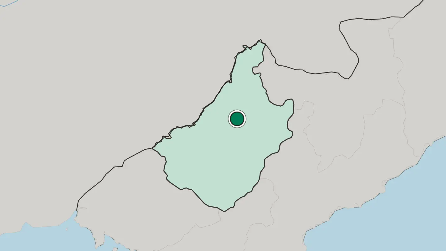 Map of Kanggye in North Korea