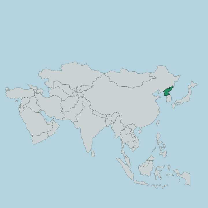 Map showing North Korea — In Asia