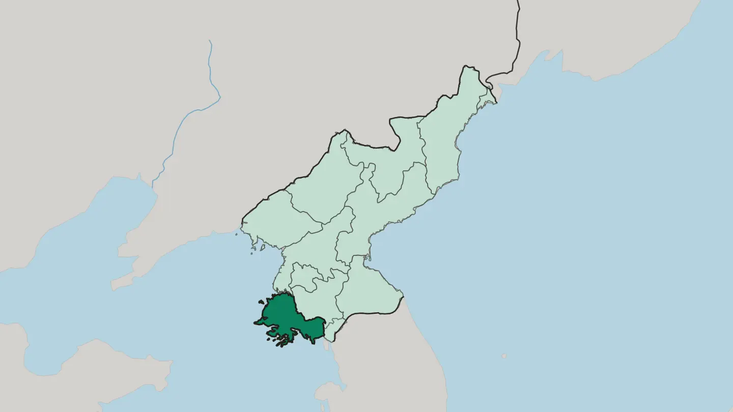 Map of Hwanghae-namdo in North Korea