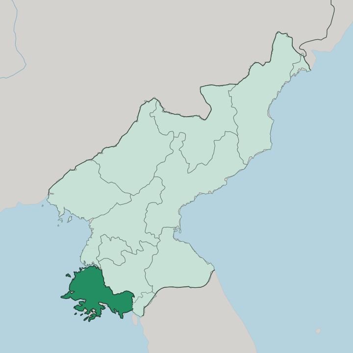 Map showing Hwanghae-namdo — In North Korea