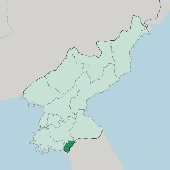 Map showing Kaesong — In North Korea