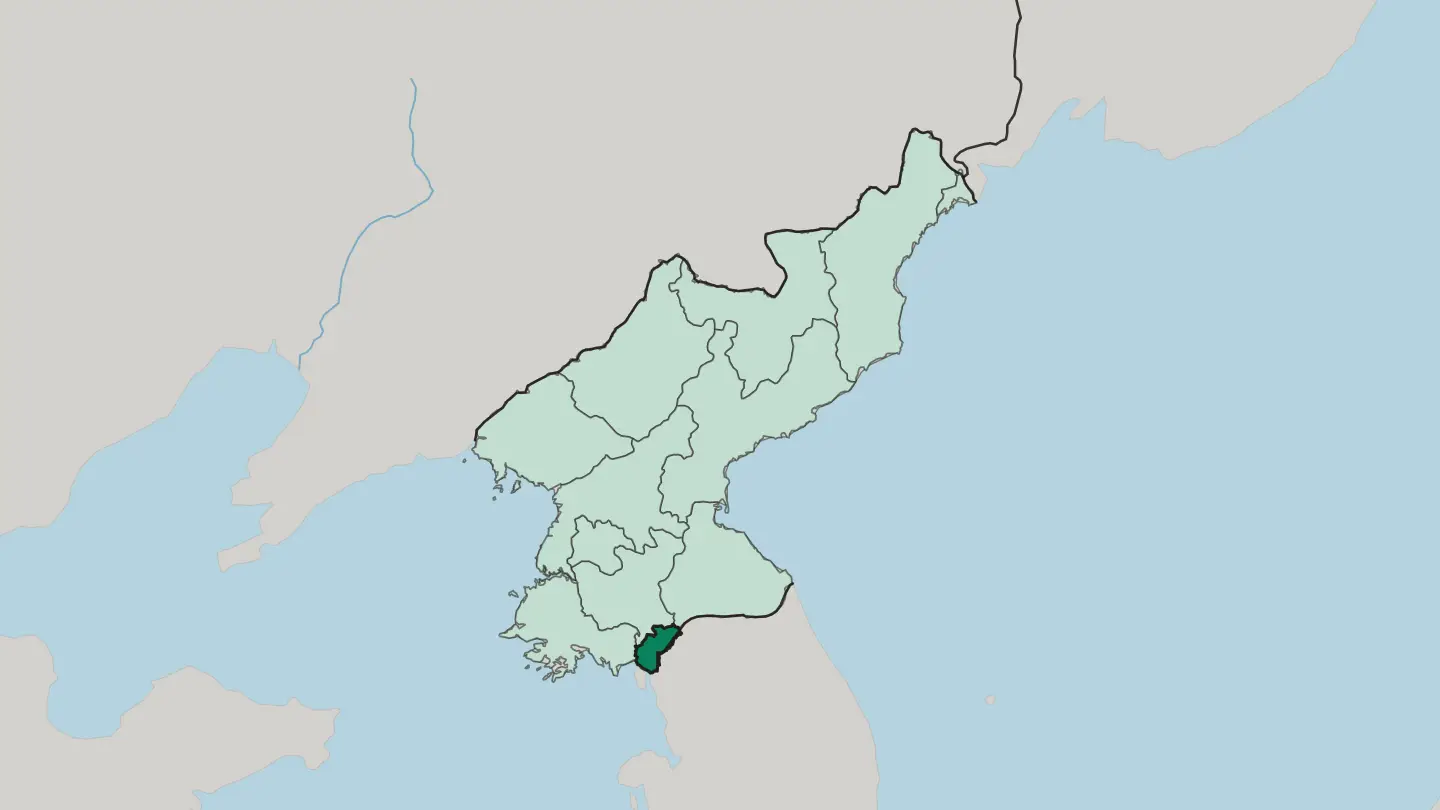 Map of Kaesong in North Korea