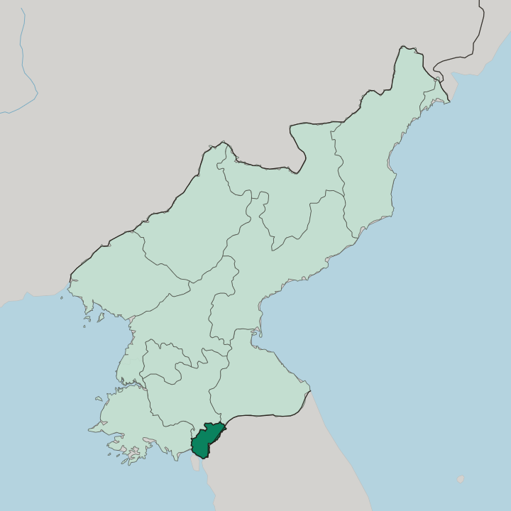 Map showing Kaesong — In North Korea