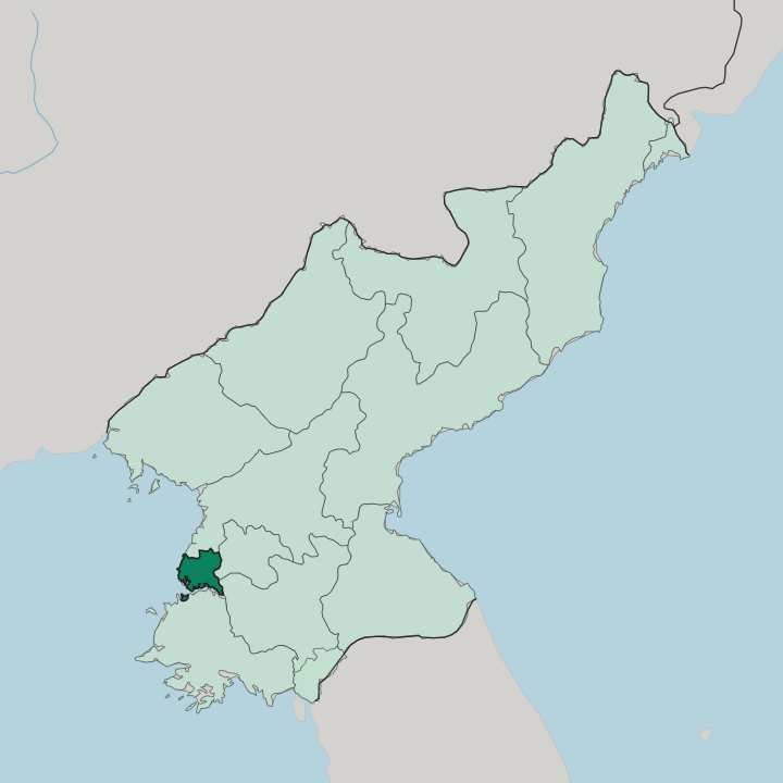Map showing Nampo — In North Korea