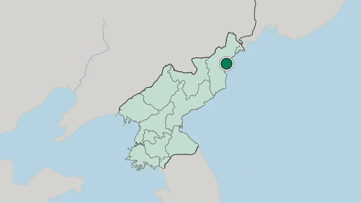 Map of Chongjin in North Korea