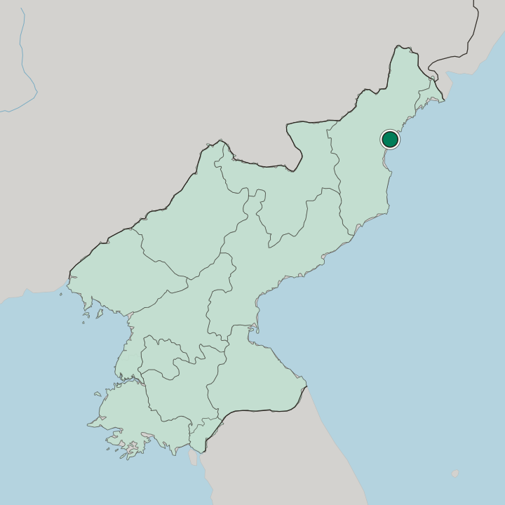 Map showing Chongjin — In North Korea