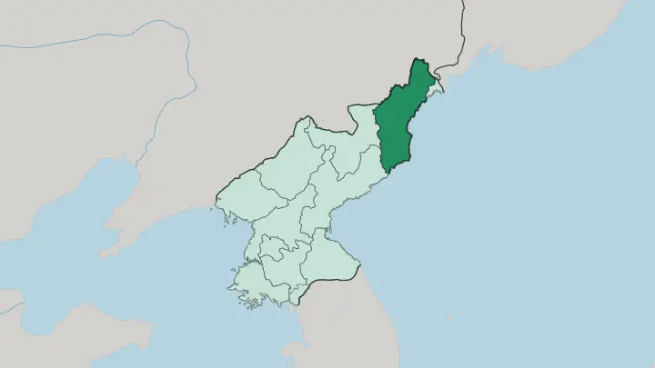 Map of North Hamgyong Province in North Korea