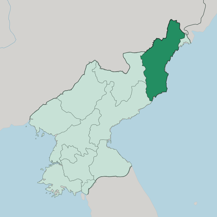 Map showing North Hamgyong Province — In North Korea